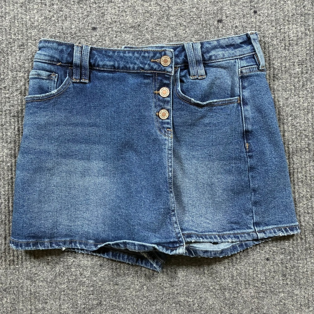 KanCan Skort Womens Size 5/26 Blue Denim Button Zip Fly Casual High Rise‎